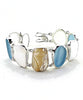 Pale Blue & White Sea Glass with Mother of Pearl Cicada Double Link Bracelet - 7 1/2
