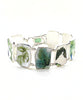 Green Leaves Vintage Pottery Double Link Shard Bracelet - 8 1/2