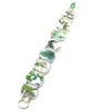 Green Leaves Vintage Pottery Double Link Shard Bracelet - 8 1/2