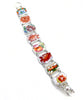 Bold Orange Flower Vintage Pottery Double Link Shard Bracelet - 7 1/2