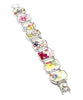 Colorful Flower Bouquet Vintage Pottery Double Link Shard Bracelet - 7 1/2