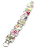 Colorful Flower Bouquet Vintage Pottery Double Link Shard Bracelet - 7 1/2