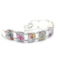 Colorful Flower Bouquet Vintage Pottery Double Link Shard Bracelet - 7 1/2