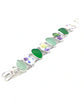 Purple Floral Vintage Floral Pottery with Green, Aqua & Clear Sea Glass Double Link Bracelet - 7 1/2