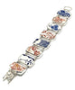 Red, Blue and White Floral Vintage Pottery Double Link Shard Bracelet - 8