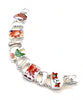 Orange Floral Vintage Pottery with White Biwa Pearls Double Link Shard Bracelet - 7 1/2