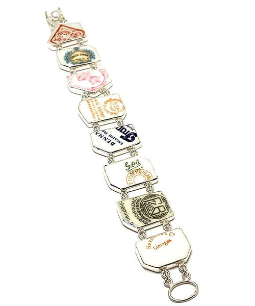 Makers Mark Vintage Pottery Double Link Shard Bracelet - 7 3/4