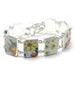 Yellow & Orange Flowers on White Vintage Pottery Double Link Shard Bracelet - 7 1/2