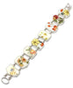 Yellow & Orange Flowers on White Vintage Pottery Double Link Shard Bracelet - 7 1/2