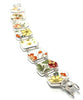 Yellow & Pink Flowers on White Vintage Pottery Double Link Shard Bracelet - 7 1/2