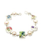 Colorful Floral Multi Shape Vintage Pottery and Pearl Bracelet - 7 1/2