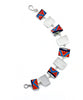 Frosted Clear Sea GLass and Bold Guatemalan Pottery Square Shape Bracelet - 7 1/2