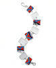 Frosted Clear Sea GLass and Bold Guatemalan Pottery Square Shape Bracelet - 7 1/2