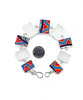 Frosted Clear Sea GLass and Bold Guatemalan Pottery Square Shape Bracelet - 7 1/2