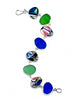 Cobalt and Green Sea Glass & Bold Guatemalan Pottery Natural Shape Bracelet - 8 1/4