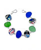 Cobalt and Green Sea Glass & Bold Guatemalan Pottery Natural Shape Bracelet - 8 1/4