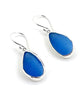 Blue Sea Glass Open Back Drop Earrings #2