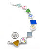 Colorful Floral Vintage Pottery with Sea Glass Multi Shape Bracelet - 8 1/4