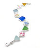 Colorful Floral Vintage Pottery with Sea Glass Multi Shape Bracelet - 8 1/4