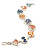 Red, Orange and Blue Bold Geometric Vintage Pottery Multi Shape Bracelet - 7 3/4