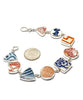 Red, Orange and Blue Bold Geometric Vintage Pottery Multi Shape Bracelet - 7 3/4