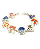 Red, Orange, Black and Blue Bold Geometric Vintage Pottery Multi Shape Bracelet - 8