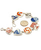 Red, Orange, Black and Blue Bold Geometric Vintage Pottery Multi Shape Bracelet - 8