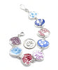 Red, Blue, Aqua & Purple Floral Vintage Pottery Natural Shape Bracelet - 7 1/2