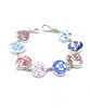 Red, Blue, Aqua & Purple Floral Vintage Pottery Natural Shape Bracelet - 7 1/2