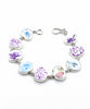 Purple, Blue & Pink Floral Vintage Pottery Natural Shape Bracelet - 8 1/4