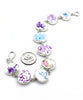 Purple, Blue & Pink Floral Vintage Pottery Natural Shape Bracelet - 8 1/4