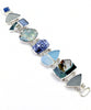 Cast Glass Buddha with Grey & Aqua Sea Glass and Vintage Pottery Cluster Bracelet - 7 1/2