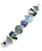 Cast Glass Buddha with Grey & Aqua Sea Glass and Vintage Pottery Cluster Bracelet - 7 1/2