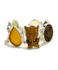Wood Koi, Vintage Button & Sea Glass Cluster Bracelet - 7 1/2