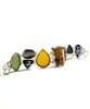 Wood Koi, Vintage Button & Sea Glass Cluster Bracelet - 7 1/2