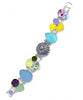 Pastel Sea Glass, Vintage Pottery with Sterling Flower Barbell Style Cuff Bracelet
