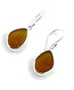 Brown Sea Glass Open Back Drop Earrings