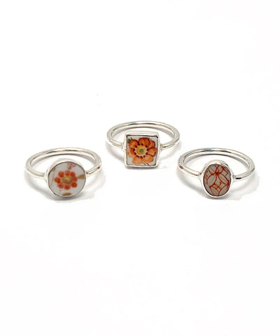 Orange Vintage Pottery Baby Ring Collection - Size 4-5