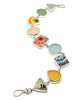 Bright & Colorful Spanish Vintage Pottery & Pastel Sea Glass Multi Shape Bracelet - 7 3/4