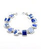 Blue & White Asian Inspired Vintage Pottery Rectangle Shape Bracelet - 8