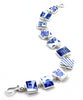 Blue & White Asian Inspired Vintage Pottery Rectangle Shape Bracelet - 8