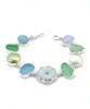 Aqua & Green Sea Glass with Pearls & Stones  Bracelet - 8