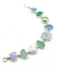 Aqua & Green Sea Glass with Pearls & Stones  Bracelet - 8