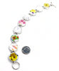 Colorful Flower Vintage Pottery with Glass Buttons Connected Cuff Style Bracelet- 8 1/2
