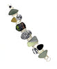 Cast Glass Buddha with Grey Sea Glass and Picasso Jasper Cluster Bracelet - Small 6 3/4