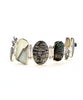 Cast Glass Buddha with Grey Sea Glass and Picasso Jasper Cluster Bracelet - Small 6 3/4
