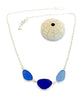 Shades of Textured Blue Sea Glass 3 Piece Necklace