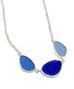 Shades of Textured Blue Sea Glass 3 Piece Necklace