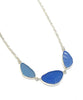 Shades of Blue Textured 3 Piece Sea Glass Necklace