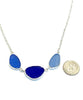Shades of Textured Blue Sea Glass 3 Piece Necklace